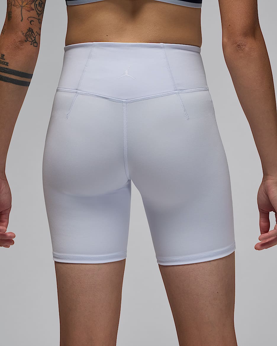 High waisted white bike shorts top